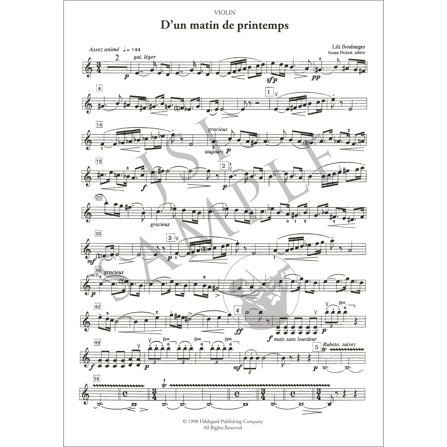 D Un Matin De Printemps For Violin And Piano Lili Boulanger