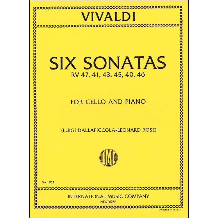 Six Sonatas For Cello And Piano; Antonio Vivaldi (International ...