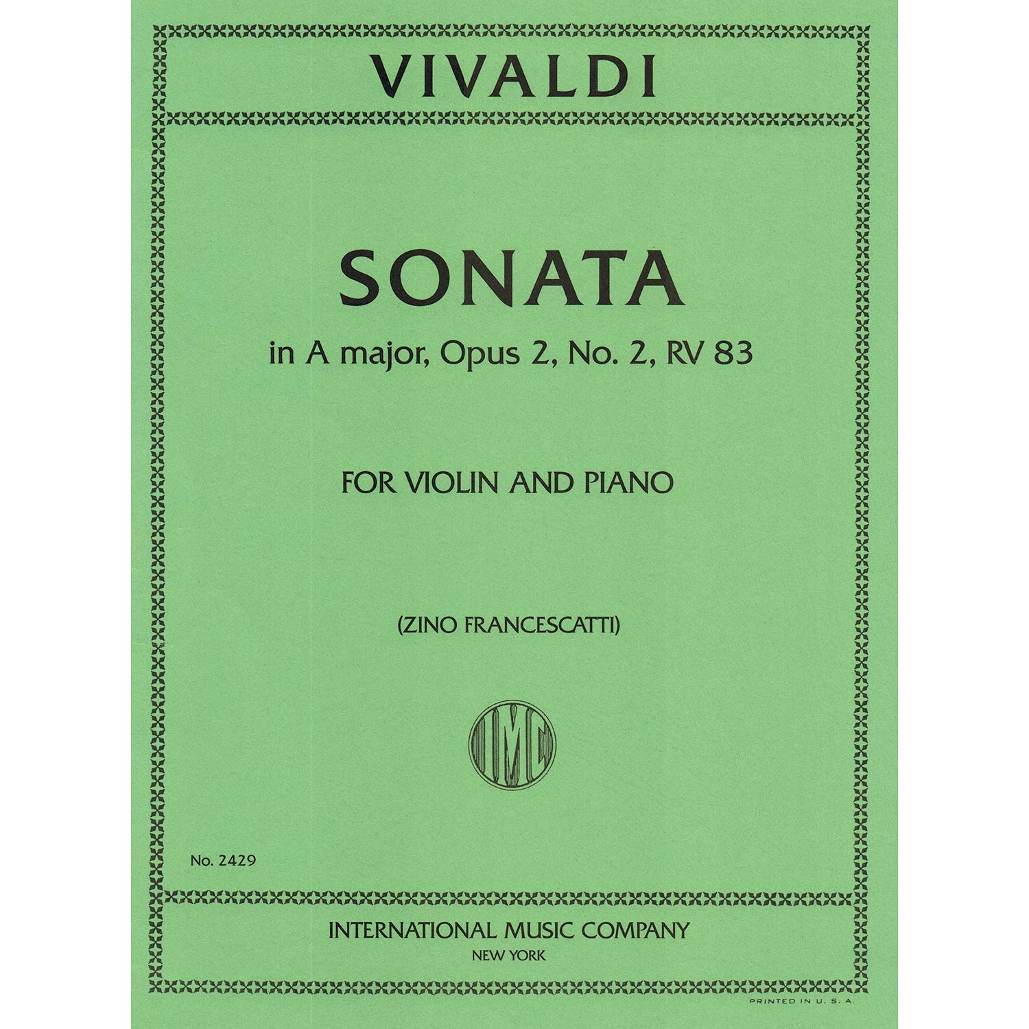 Sonata in A Major, op. 2, no. 2, RV 83 (Francescatti); Antonio Vivaldi ...