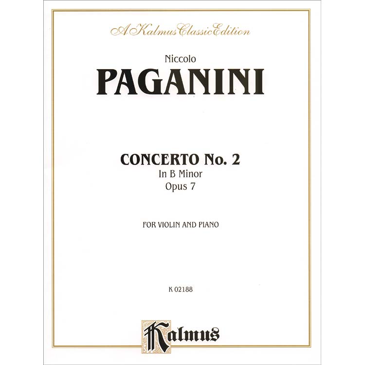 Concerto No 2 In B Minor Op. 7, For Violin And Piano; Niccolo Paganini ...